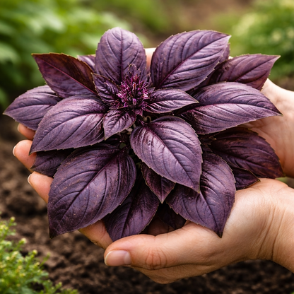 Red Rubin - Basil Seeds | Deep Purple Basil | Heirloom Herb Seeds | Garden & Container Friendly