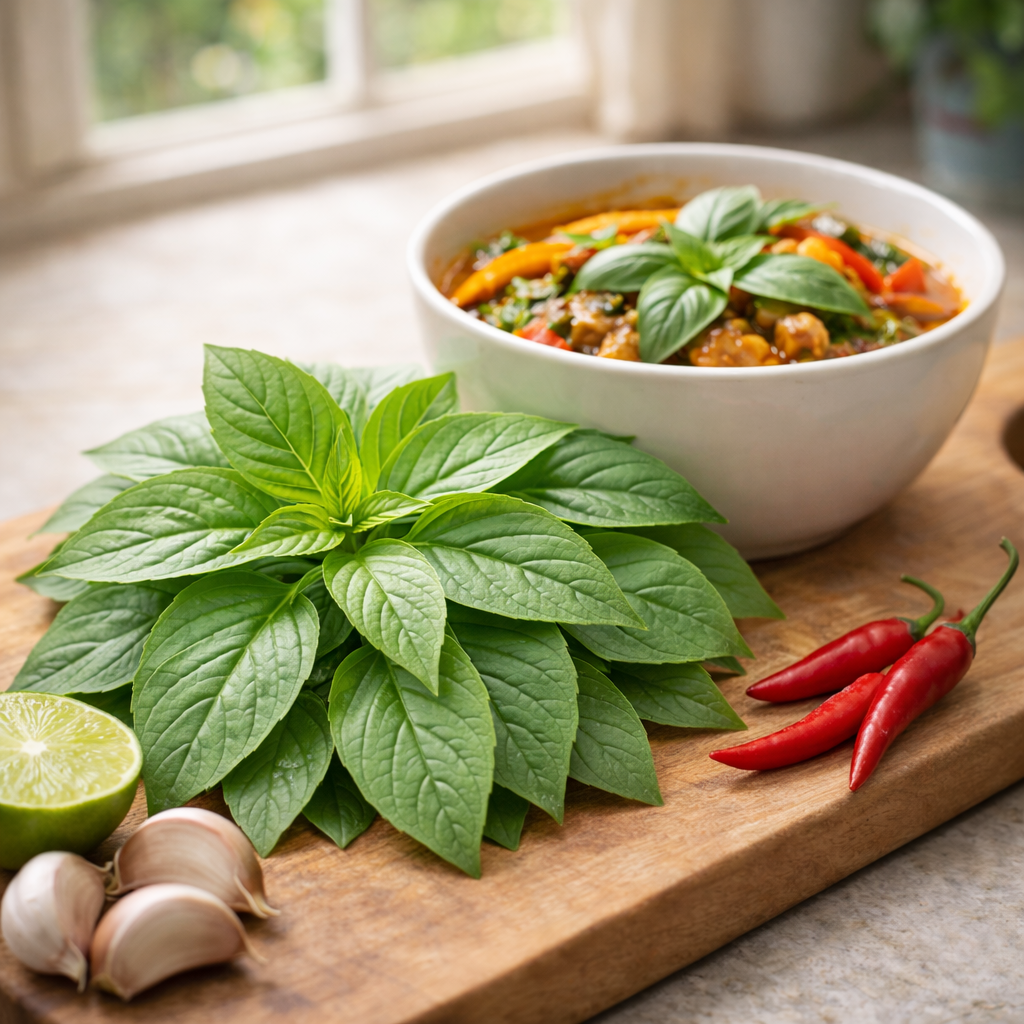 Basil Seeds – Thai Sweet Large Leaf | Authentic Thai Basil | Heirloom Herb Seeds | Garden & Container Friendly