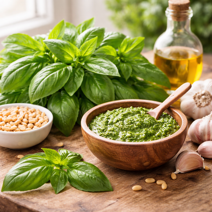 Genovese Basil Seeds | Classic Italian Basil | Large Sweet Leaves for Pesto | Heirloom Culinary Herb | Easy Garden & Container Grow