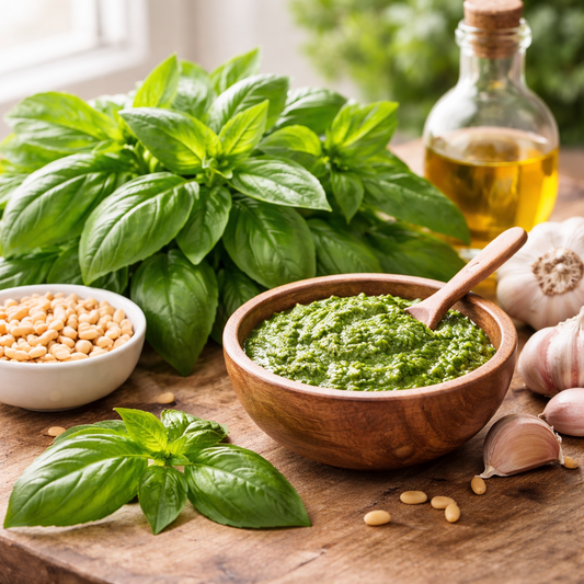 Genovese Basil Seeds | Classic Italian Basil | Large Sweet Leaves for Pesto | Heirloom Culinary Herb | Easy Garden & Container Grow