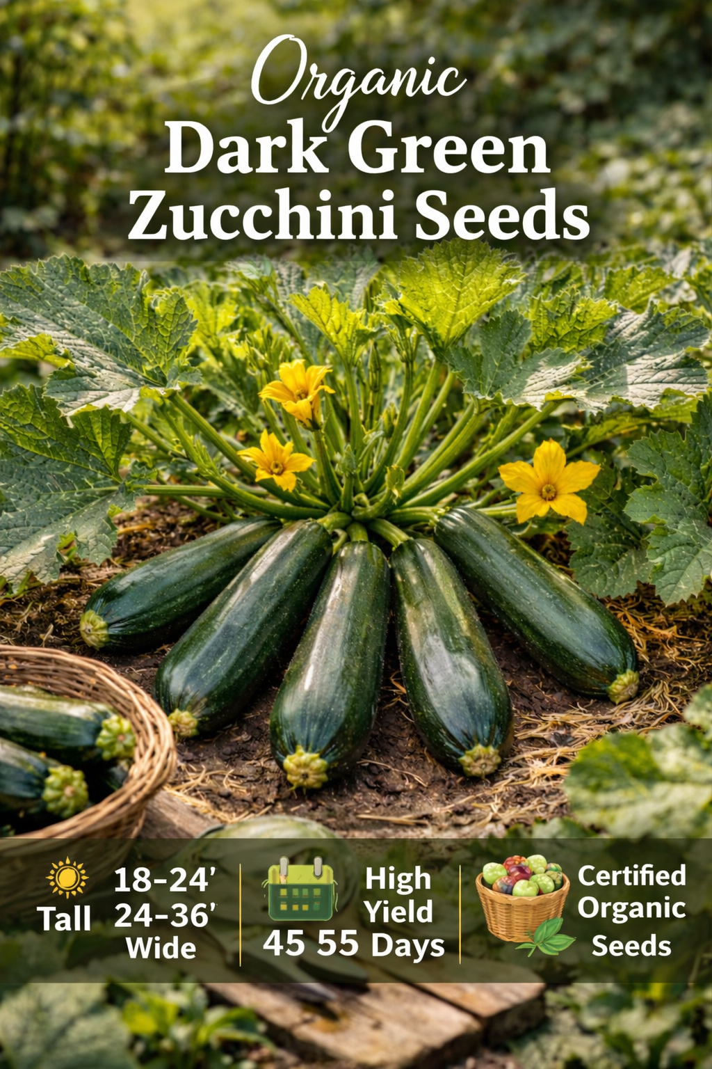 Organic Dark Green Zucchini Seeds – Summer Squash Heirloom Variety
