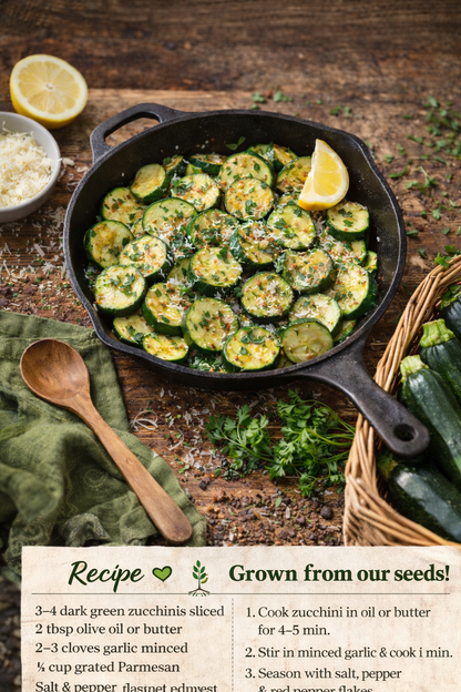 Organic Dark Green Zucchini Seeds – Summer Squash Heirloom Variety