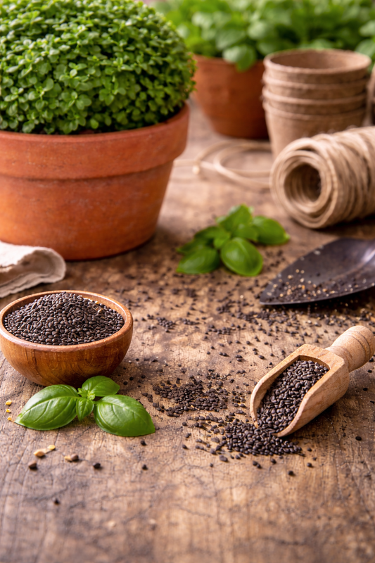 Dwarf Greek Basil Seeds | Compact Aromatic Herb | Perfect for Pots & Indoor Gardens