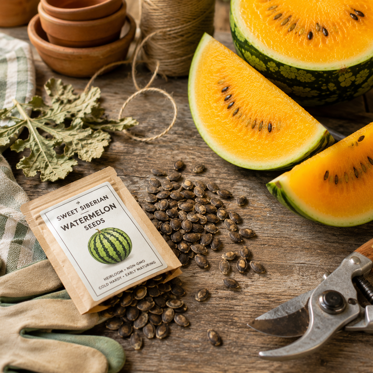 Sweet Siberian Watermelon Seeds – Cold Hardy Heirloom Melon – Early Sweet Orange/Yellow Flesh Watermelon 10 seeds