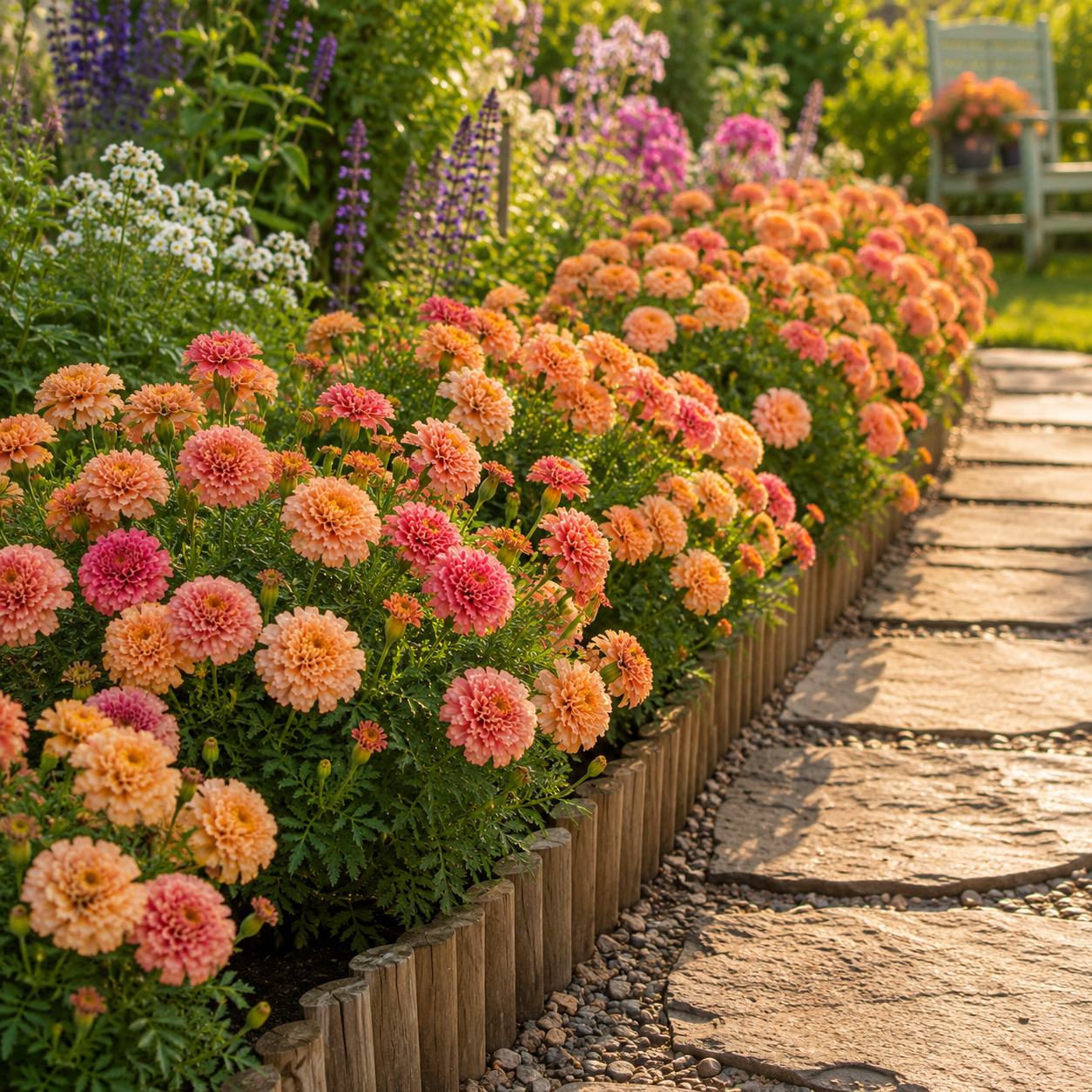 Strawberry Blonde Marigold Seeds – Unique Pink Apricot Blooms – Heirloom French Marigolds 10+ seeds