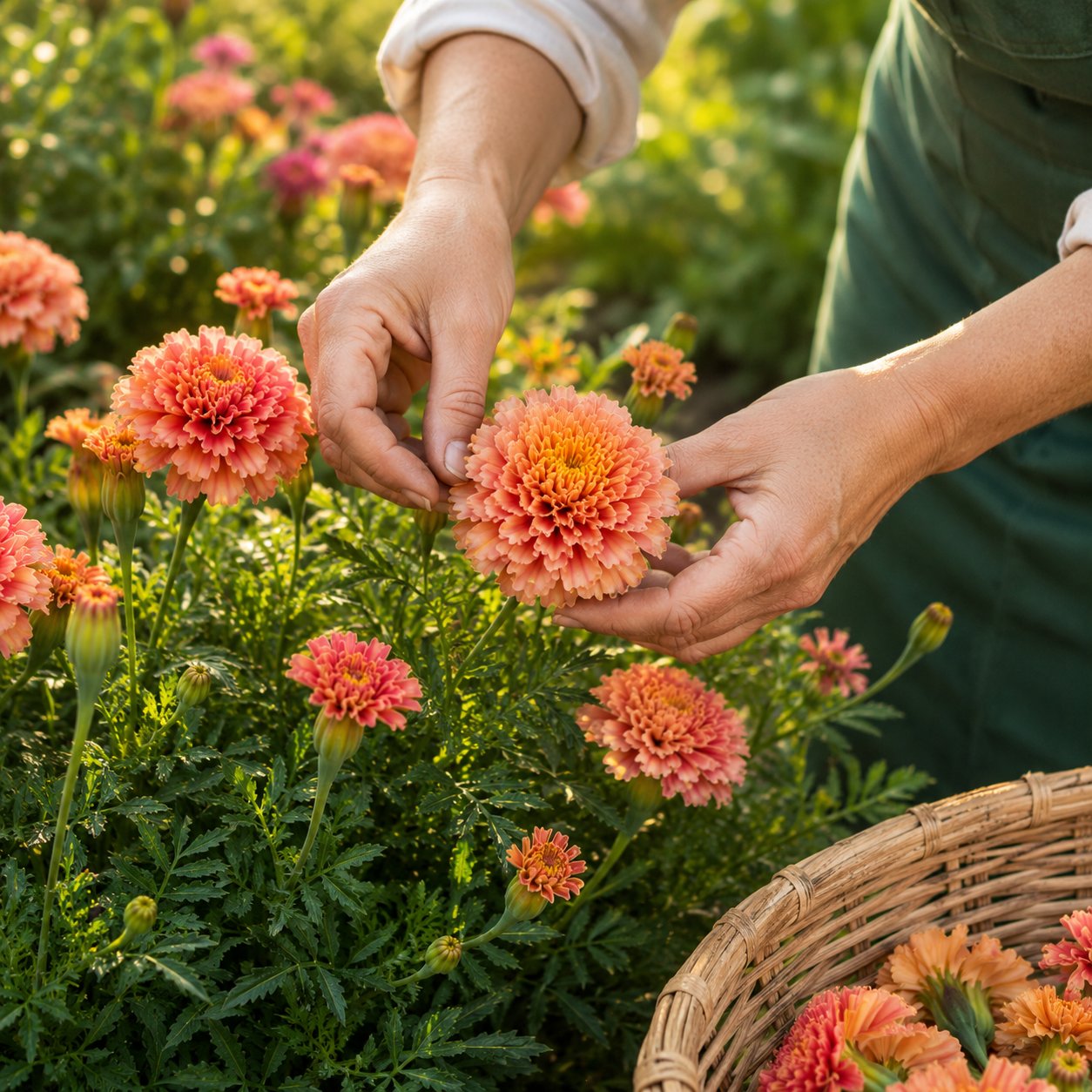 Strawberry Blonde Marigold Seeds – Unique Pink Apricot Blooms – Heirloom French Marigolds 10+ seeds
