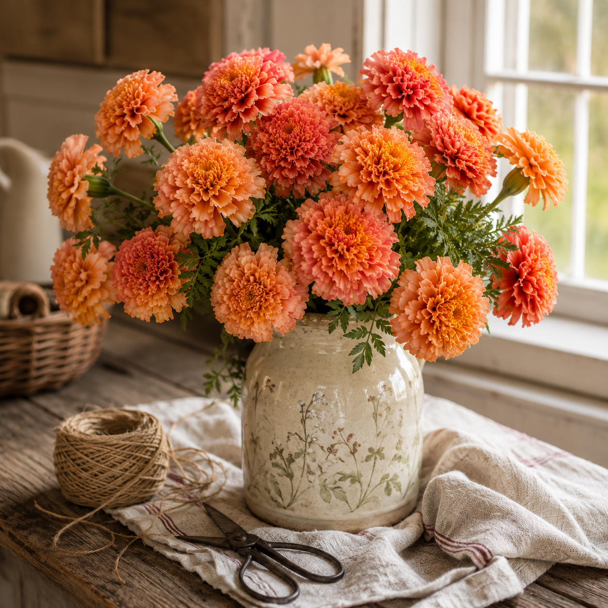 Strawberry Blonde Marigold Seeds – Unique Pink Apricot Blooms – Heirloom French Marigolds 10+ seeds
