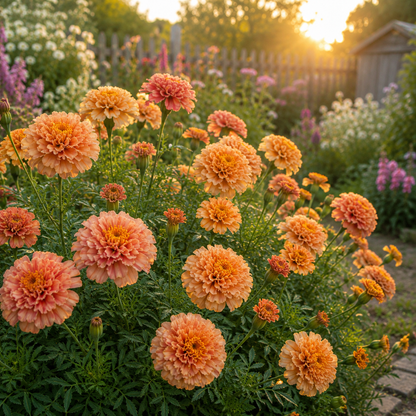 Strawberry Blonde Marigold Seeds – Unique Pink Apricot Blooms – Heirloom French Marigolds 10+ seeds