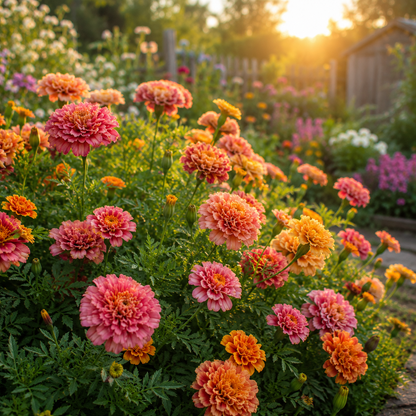 Strawberry Blonde Marigold Seeds – Unique Pink Apricot Blooms – Heirloom French Marigolds 10+ seeds