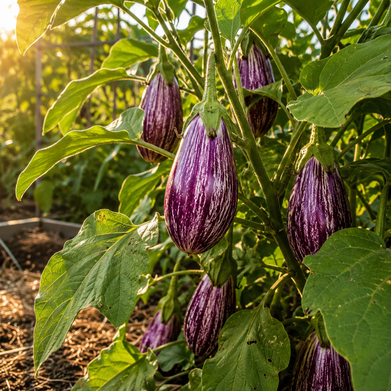 Galaxy of Stars Eggplant Seeds – Unique Speckled Heirloom Eggplant – White & Purple Star Pattern 25 seeds