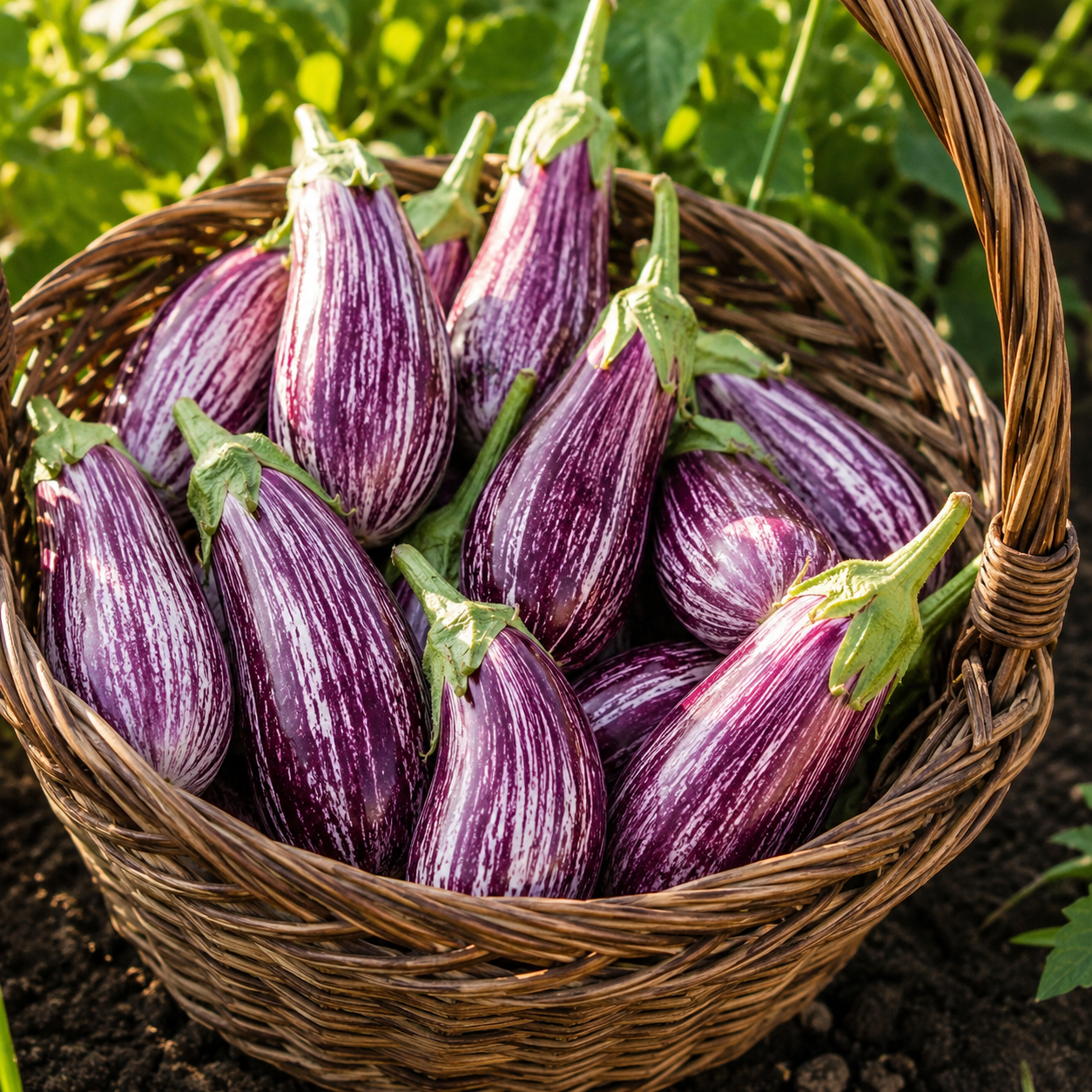 Galaxy of Stars Eggplant Seeds – Unique Speckled Heirloom Eggplant – White & Purple Star Pattern 25 seeds