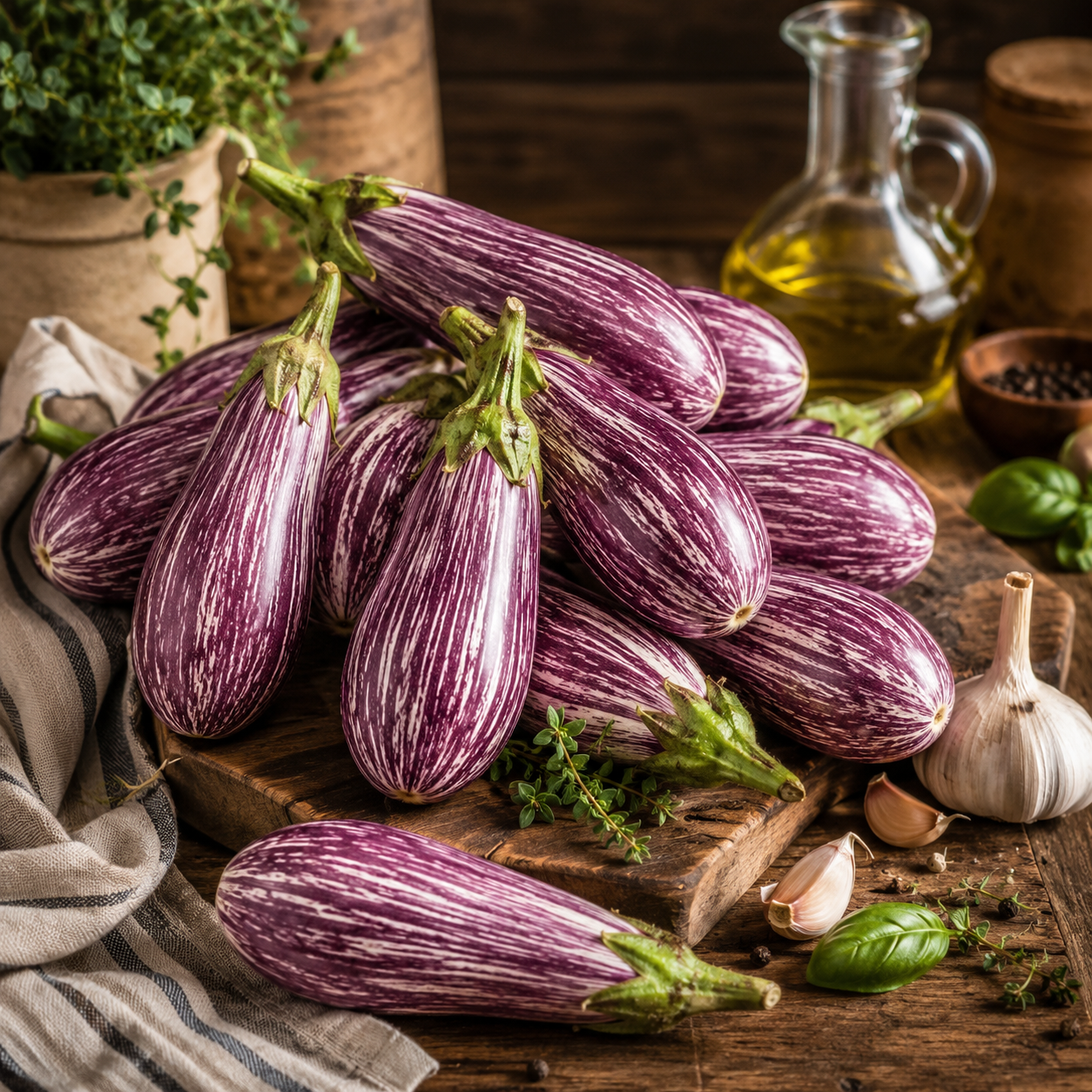 Galaxy of Stars Eggplant Seeds – Unique Speckled Heirloom Eggplant – White & Purple Star Pattern 25 seeds