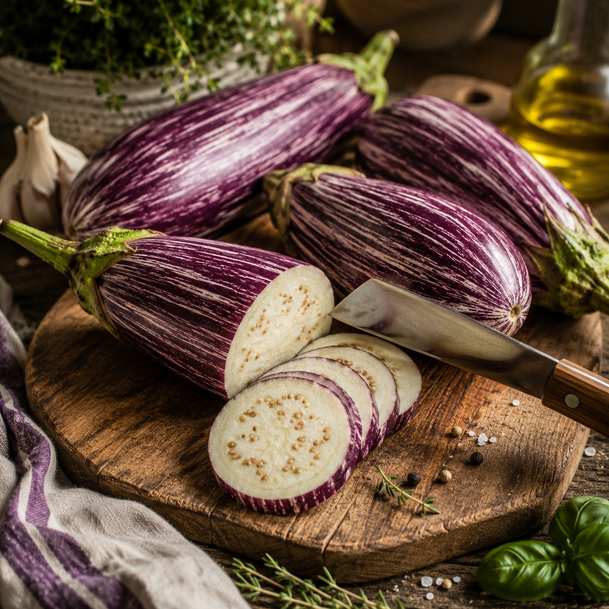 Galaxy of Stars Eggplant Seeds – Unique Speckled Heirloom Eggplant – White & Purple Star Pattern 25 seeds