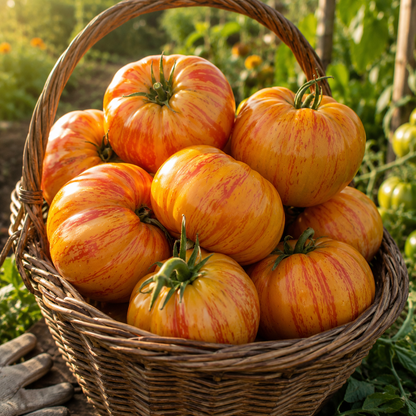 Big Rainbow Tomato Seeds – Giant Heirloom Bicolor Tomato – Yellow & Red Marbled Slicer – Sweet Mild Flavor 25 seeds
