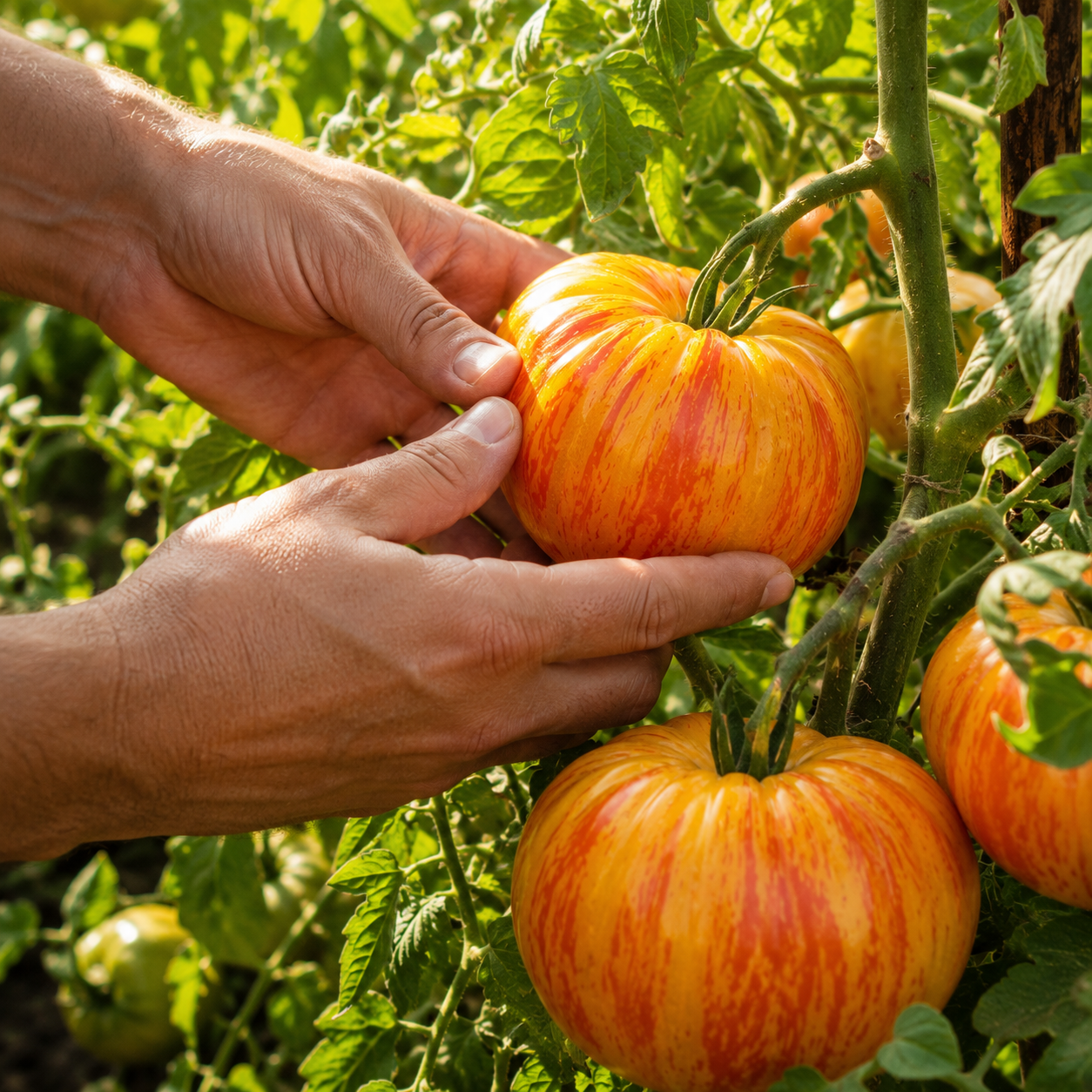 Big Rainbow Tomato Seeds – Giant Heirloom Bicolor Tomato – Yellow & Red Marbled Slicer – Sweet Mild Flavor 25 seeds