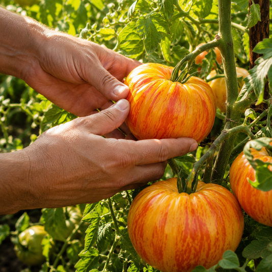Big Rainbow Tomato Seeds – Giant Heirloom Bicolor Tomato – Yellow & Red Marbled Slicer – Sweet Mild Flavor 25 seeds