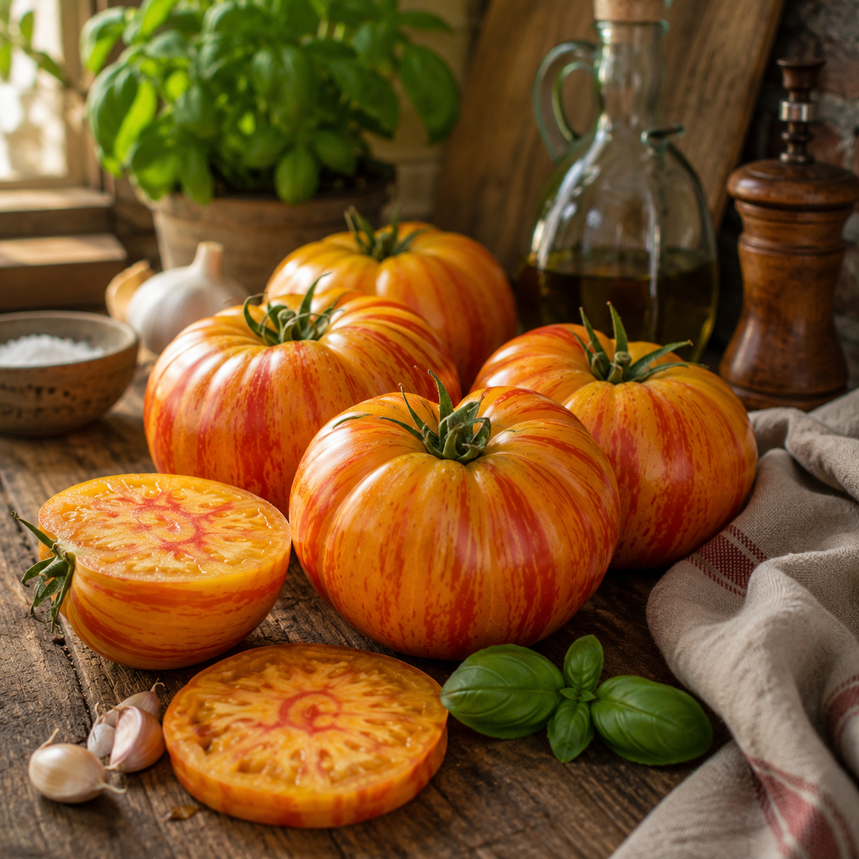 Big Rainbow Tomato Seeds – Giant Heirloom Bicolor Tomato – Yellow & Red Marbled Slicer – Sweet Mild Flavor 25 seeds
