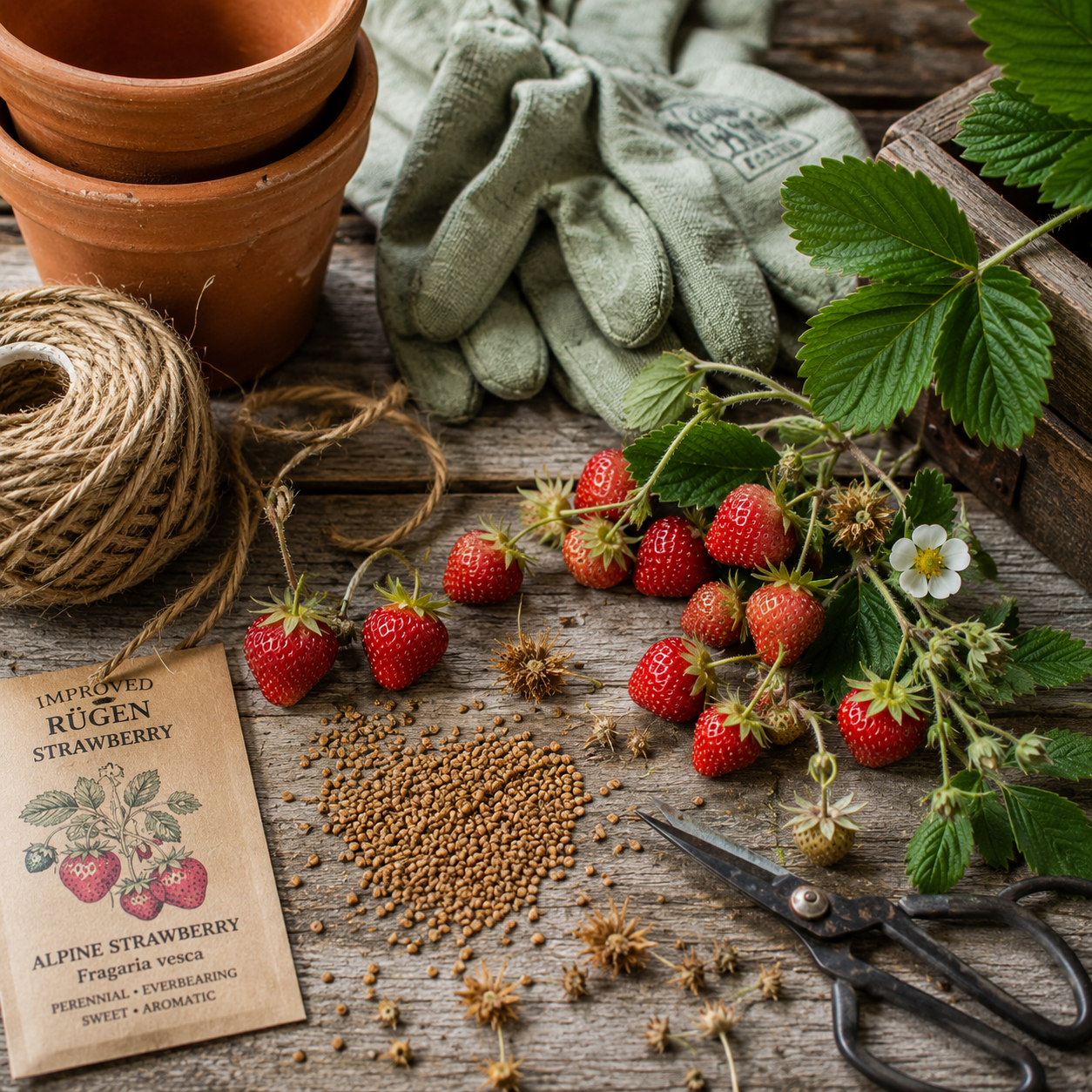 Improved Rügen Strawberry Seeds | Alpine Strawberry Seeds | Heirloom Everbearing Fruit | Sweet Red Berries 50 seeds