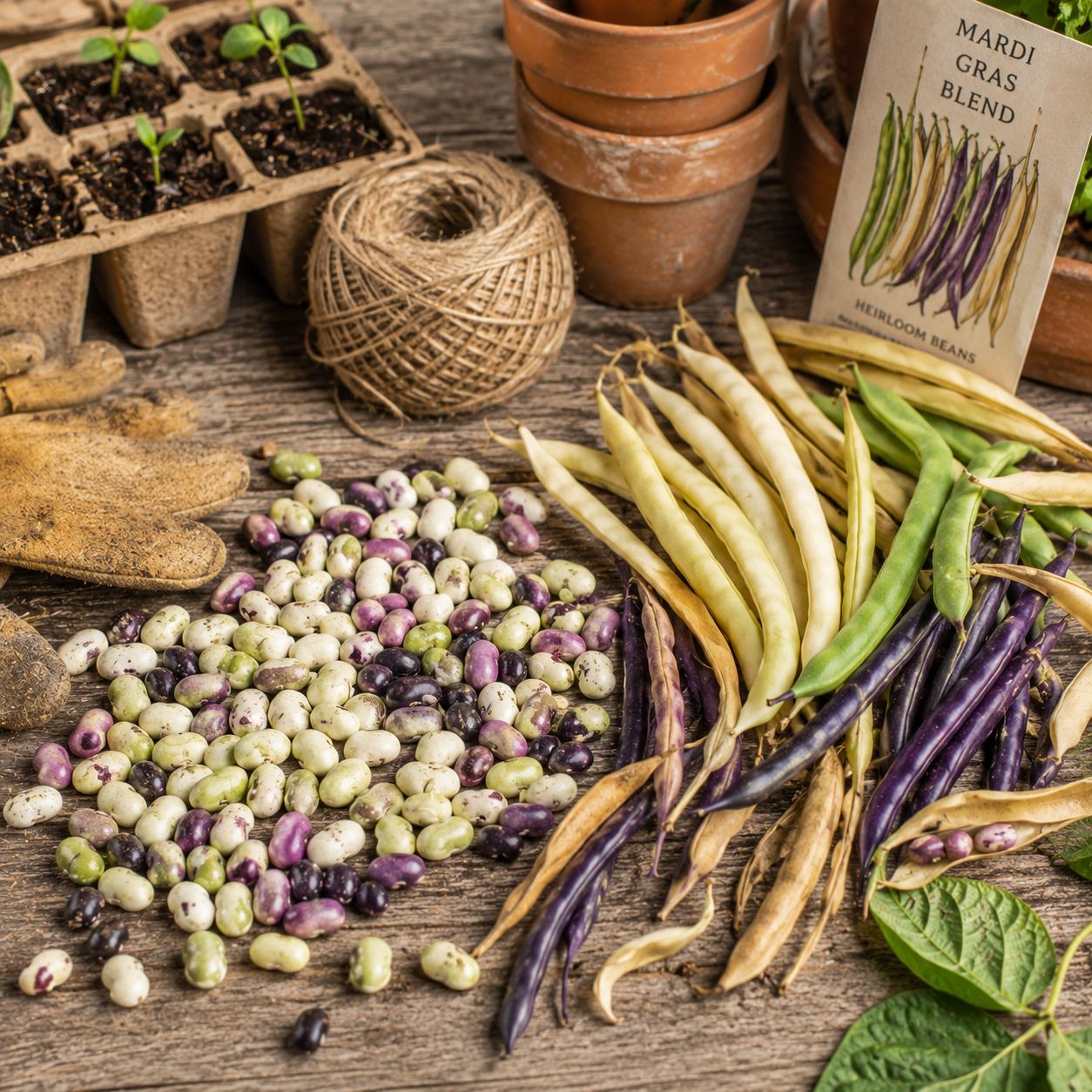 Mardi Gras Blend Organic Bean Seeds – Colorful Heirloom Dry Bean Mix 20 seeds