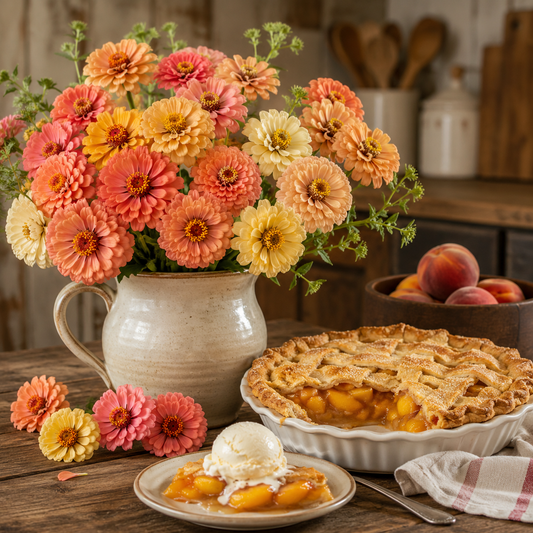 Peach Cobbler Zinnia Seeds | Warm Peach & Apricot Blooms | Heirloom Annual Cut Flower Garden | Pollinator Friendly 100 seeds