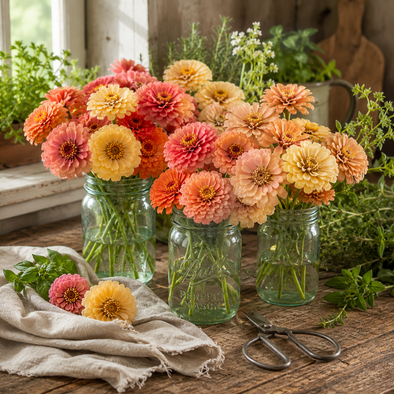 Peach Cobbler Zinnia Seeds | Warm Peach & Apricot Blooms | Heirloom Annual Cut Flower Garden | Pollinator Friendly 100 seeds