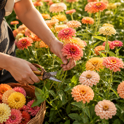 Peach Cobbler Zinnia Seeds | Warm Peach & Apricot Blooms | Heirloom Annual Cut Flower Garden | Pollinator Friendly 100 seeds