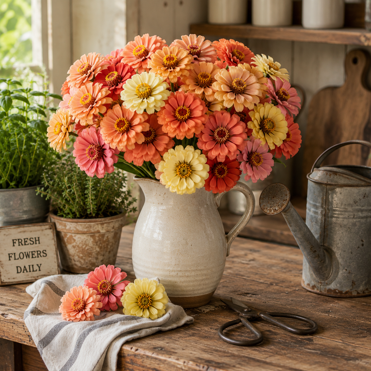 Peach Cobbler Zinnia Seeds | Warm Peach & Apricot Blooms | Heirloom Annual Cut Flower Garden | Pollinator Friendly 100 seeds