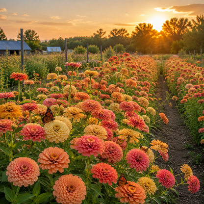 Peach Cobbler Zinnia Seeds | Warm Peach & Apricot Blooms | Heirloom Annual Cut Flower Garden | Pollinator Friendly 100 seeds