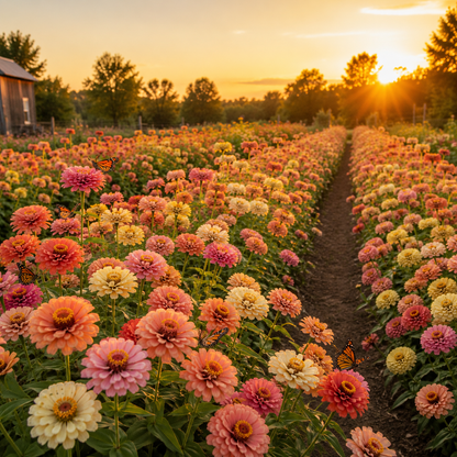 Peach Cobbler Zinnia Seeds | Warm Peach & Apricot Blooms | Heirloom Annual Cut Flower Garden | Pollinator Friendly 100 seeds