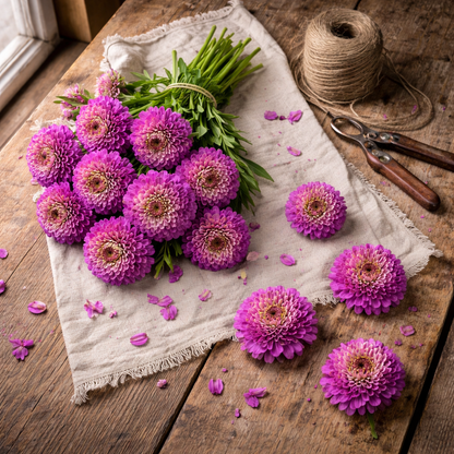 Zinderella Purple Zinnia Seeds | Unique Scabiosa Flower Zinnia | Heirloom Flower Seeds | Cut Flower Garden | Pollinator Friendly