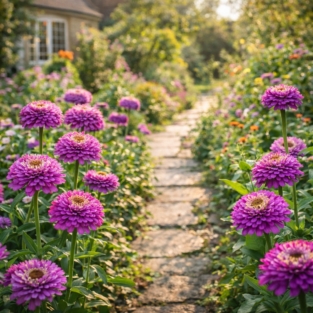 Zinderella Purple Zinnia Seeds | Unique Scabiosa Flower Zinnia | Heirloom Flower Seeds | Cut Flower Garden | Pollinator Friendly