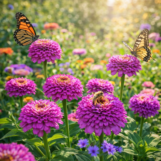 Zinderella Purple Zinnia Seeds | Unique Scabiosa Flower Zinnia | Heirloom Flower Seeds | Cut Flower Garden | Pollinator Friendly