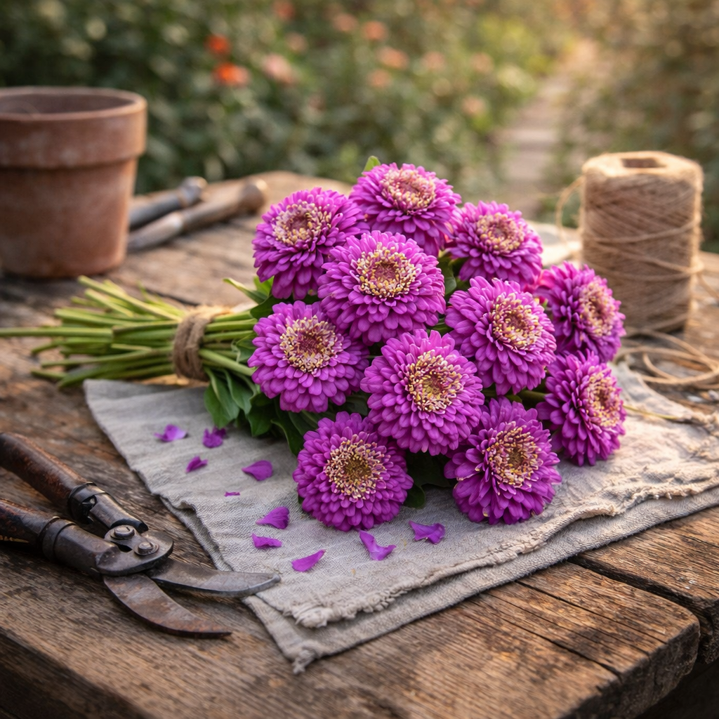 Zinderella Purple Zinnia Seeds | Unique Scabiosa Flower Zinnia | Heirloom Flower Seeds | Cut Flower Garden | Pollinator Friendly