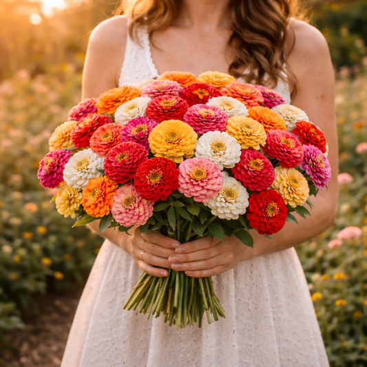 California Giant Mix (Large Bloom Summer Cut Flowers) Zinnia Seeds