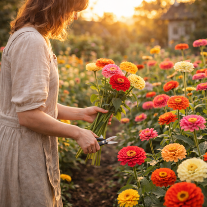 California Giant Mix (Large Bloom Summer Cut Flowers) Zinnia Seeds