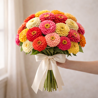 California Giant Mix (Large Bloom Summer Cut Flowers) Zinnia Seeds