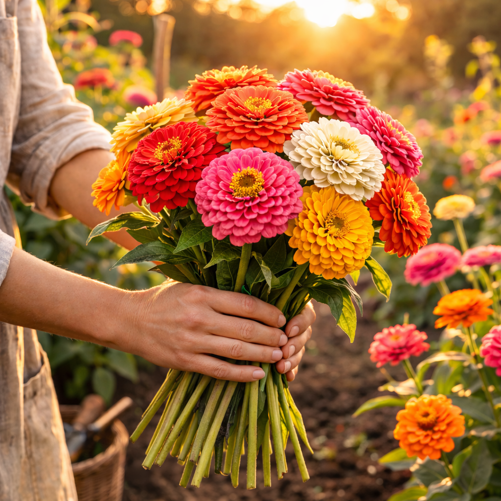 California Giant Mix (Large Bloom Summer Cut Flowers) Zinnia Seeds