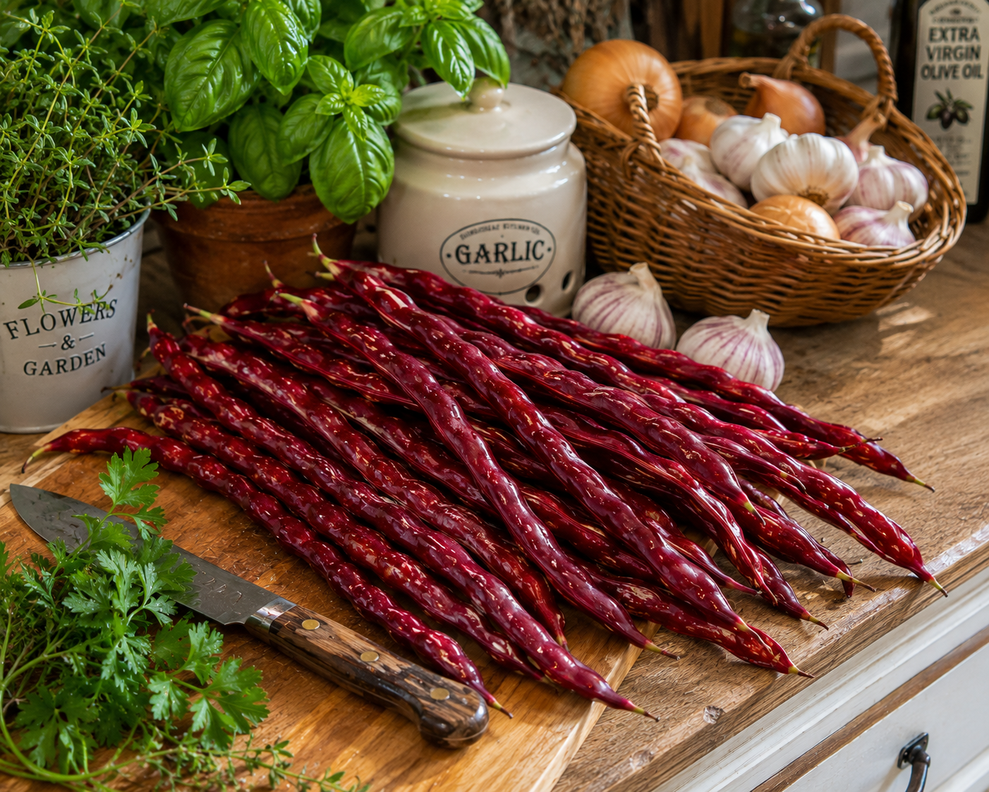 Organic Asparagus Red Podded Bean Seeds – Heirloom Pole Bean for Fresh Eating & Dry Beans