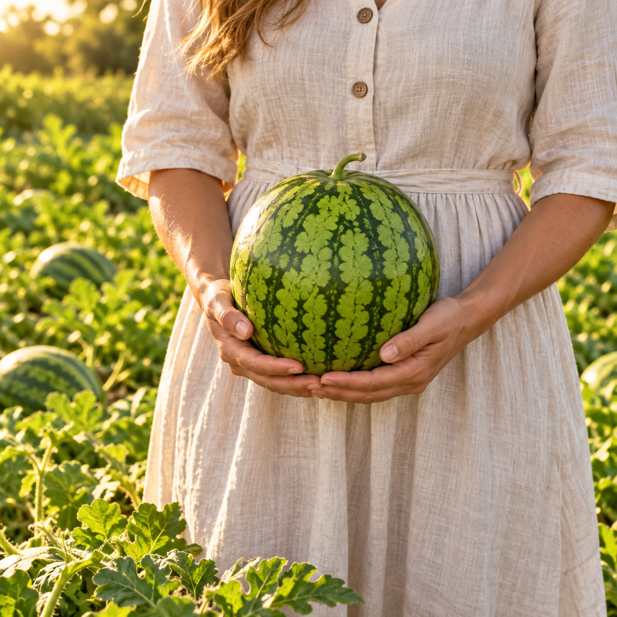 Baby Doll F1 Organic Watermelon 10+Seeds – Sweet Yellow Flesh Icebox Melon – Small 6–10 lb Hybrid Watermelon Seeds