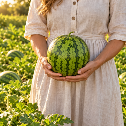 Baby Doll F1 Organic Watermelon 10+Seeds – Sweet Yellow Flesh Icebox Melon – Small 6–10 lb Hybrid Watermelon Seeds