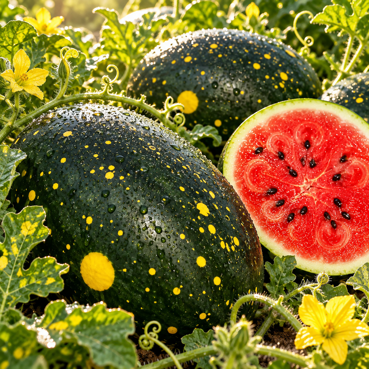 Moon and Stars Red Watermelon 15+ Seeds – Rare Heirloom Speckled Yellow Rind