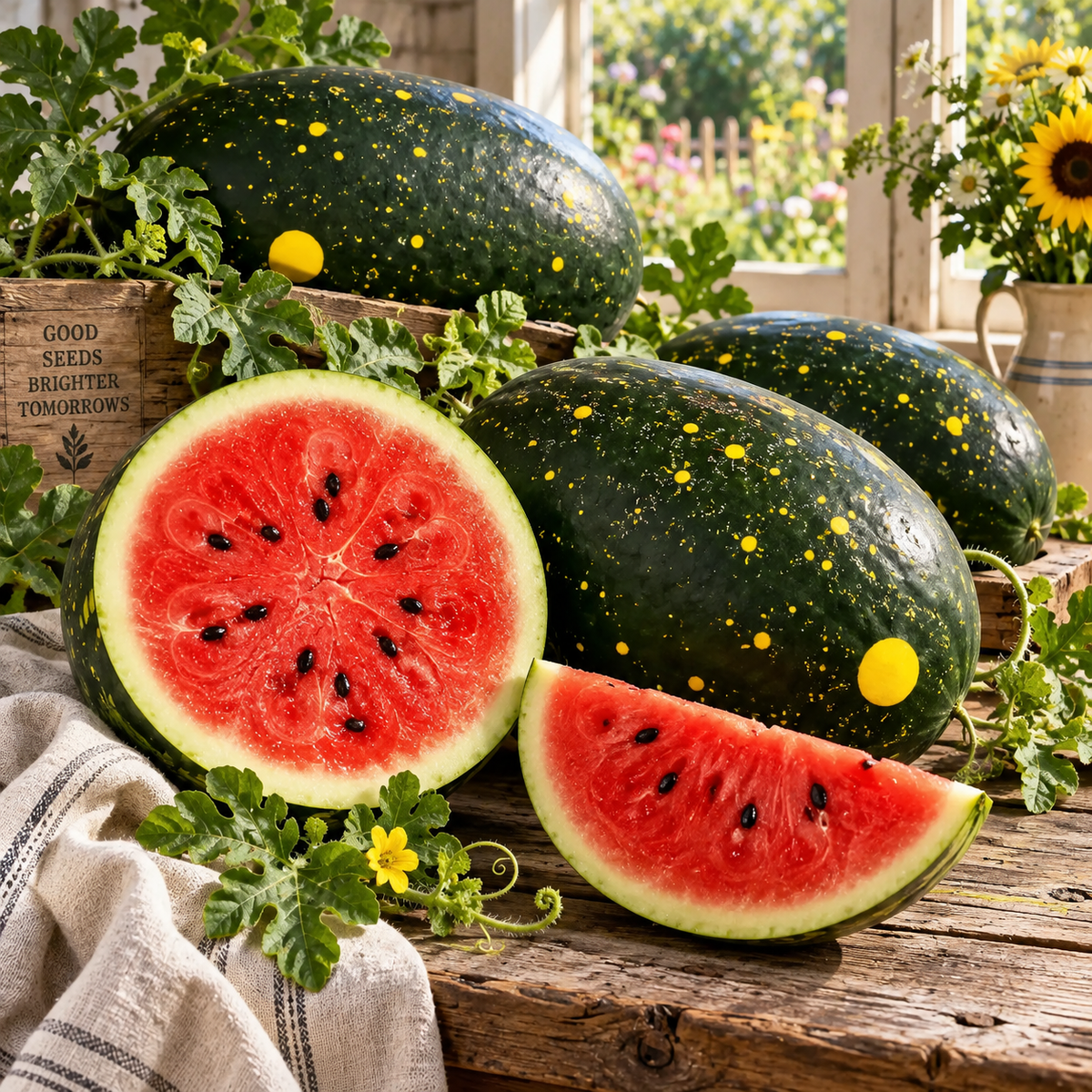 Moon and Stars Red Watermelon 15+ Seeds – Rare Heirloom Speckled Yellow Rind