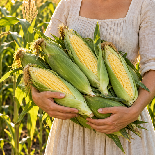 Bodacious Corn 25+Seeds – Sweet Yellow Hybrid Corn – Tender Juicy Ears