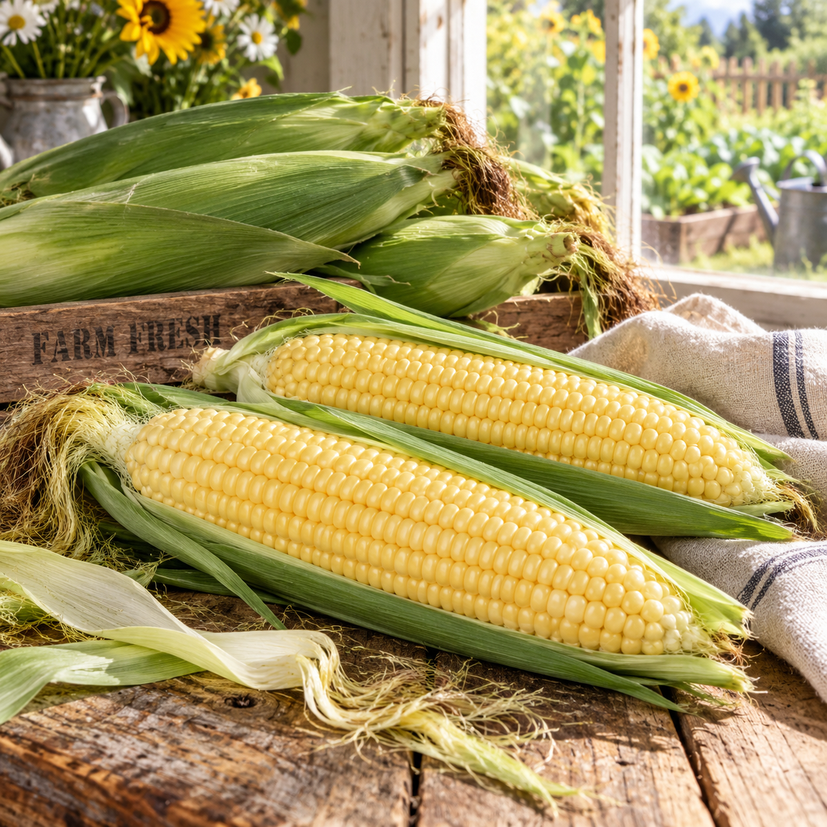 Bodacious Corn 25+Seeds – Sweet Yellow Hybrid Corn – Tender Juicy Ears