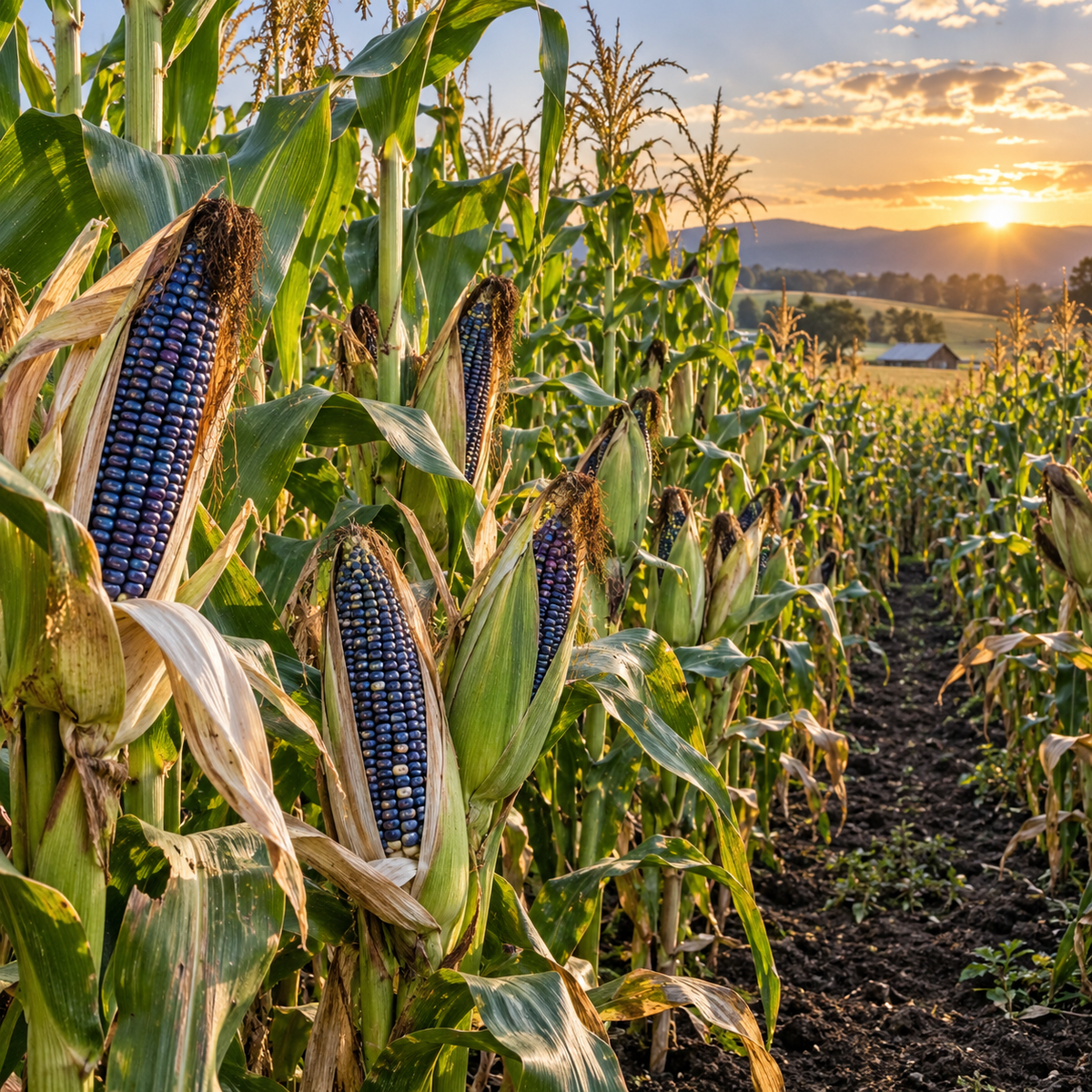 Blue Cónico Corn 25+Seeds – Traditional Blue Corn – Deep Blue Purple Kernels – Heirloom-Style Drying Corn Seeds