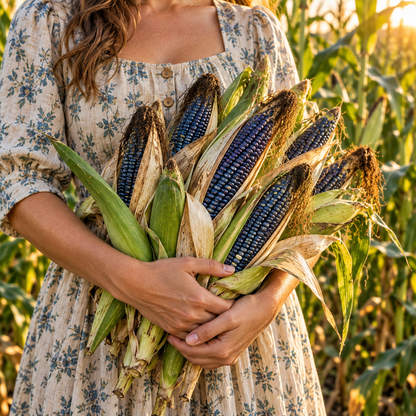 Blue Cónico Corn 25+Seeds – Traditional Blue Corn – Deep Blue Purple Kernels – Heirloom-Style Drying Corn Seeds