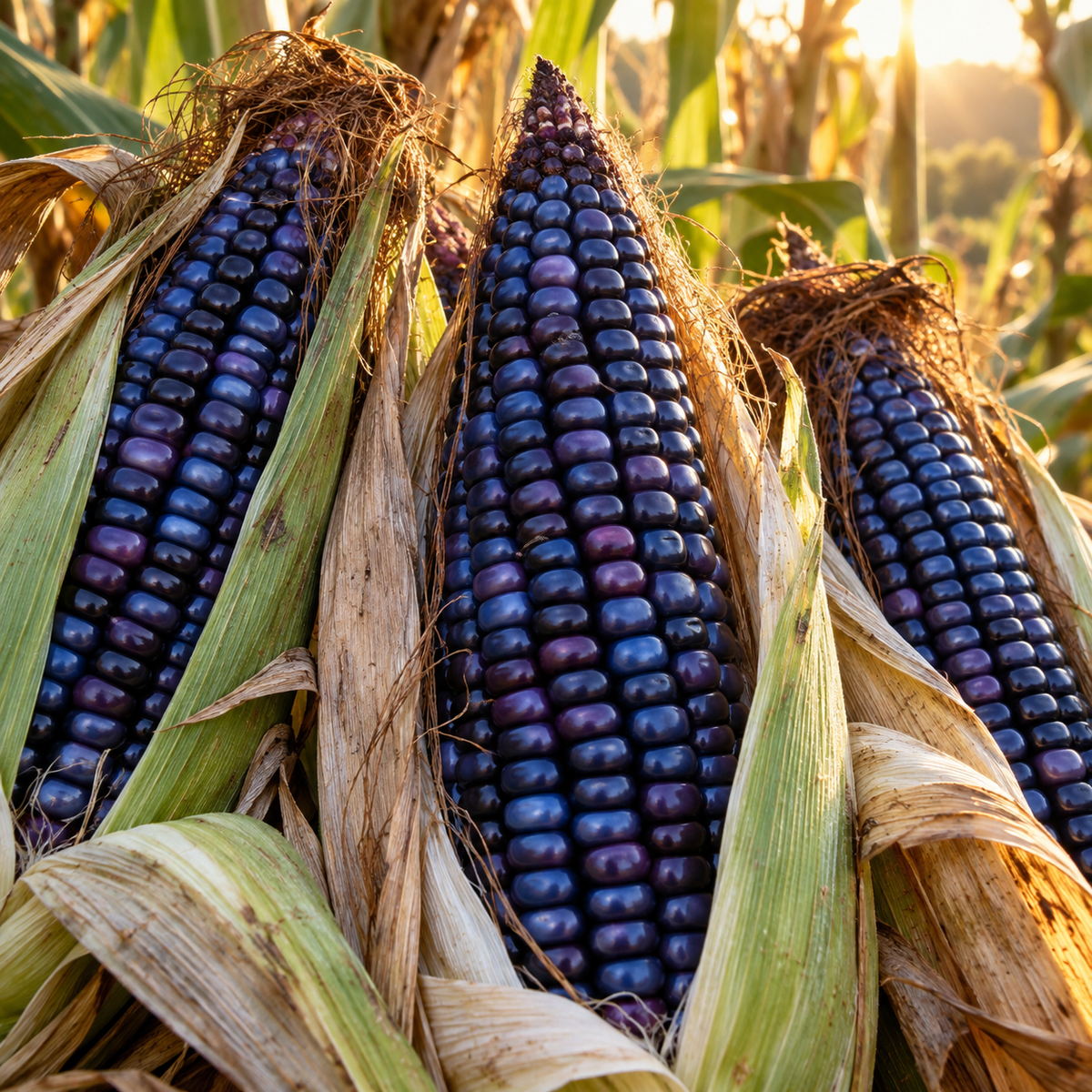 Blue Cónico Corn 25+Seeds – Traditional Blue Corn – Deep Blue Purple Kernels – Heirloom-Style Drying Corn Seeds