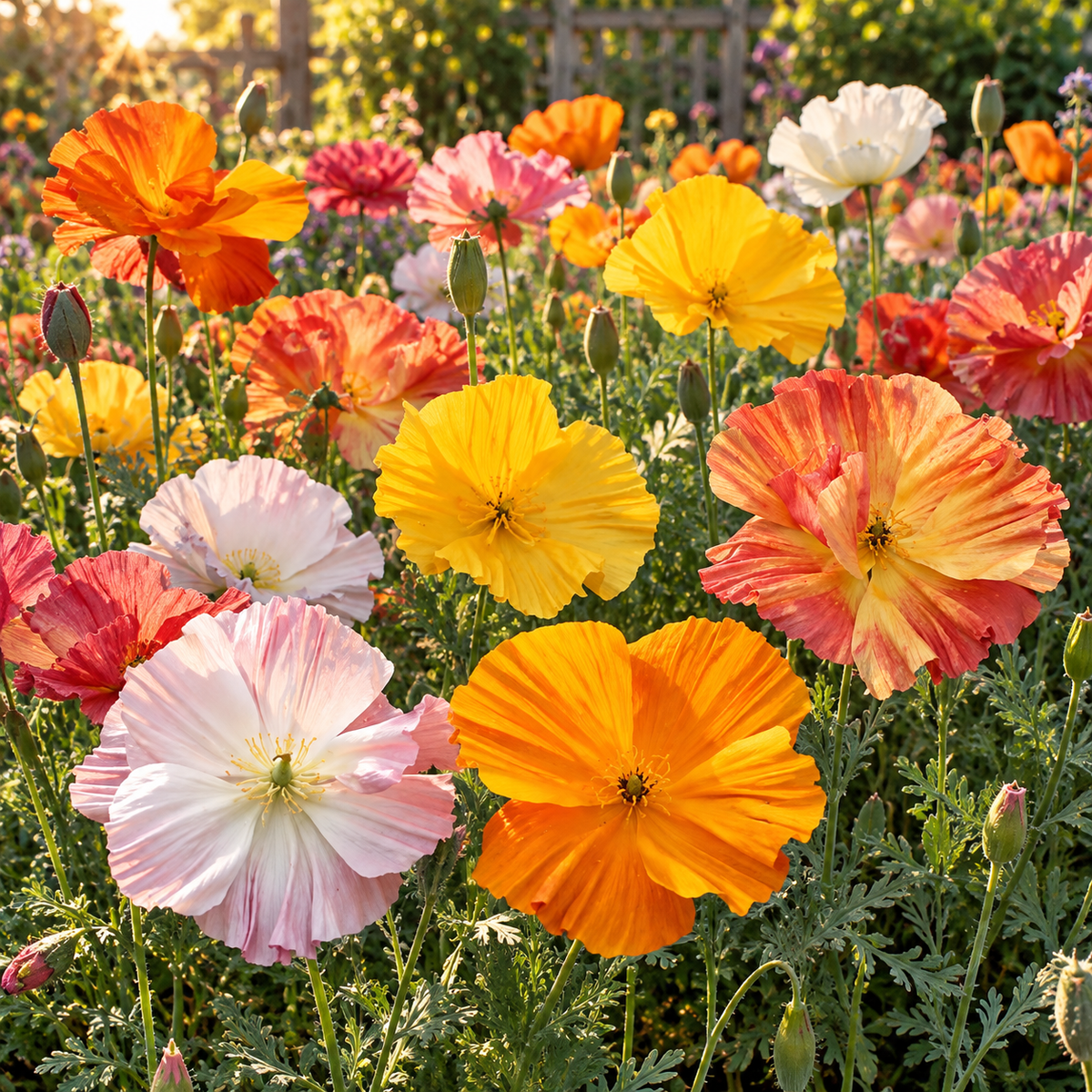 Ballerina Mix Poppy 100+Seeds | Colorful Double Poppies | Pink Purple Red White Flowers