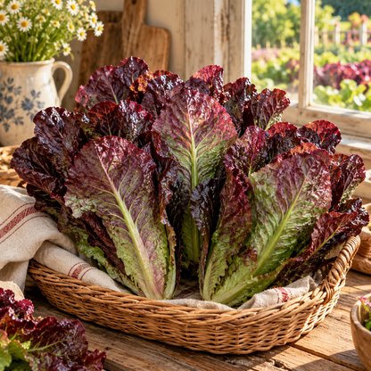Red Romaine Lettuce 250+Seeds – Heirloom Crisp Burgundy Red Leaf Lettuce Salad Greens