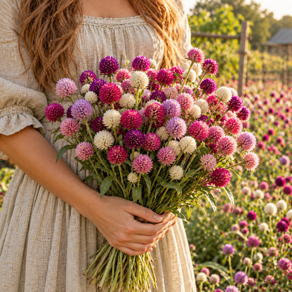 QIS Mix Gomphrena 25+Seeds – Colorful Globe Amaranth Flower Seeds, Heat Loving Cut Flower, Dried Flower & Pollinator Garden